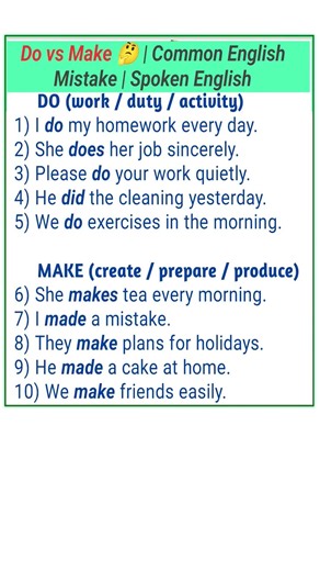 Do vs Make 🤔 | Common English Mistake | Spoken English(2026). #trending #shortvideo
