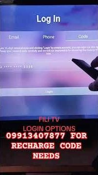 FILI TV login options RECHARGE CODE EMAIL NUMBER