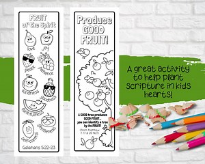 Fruit of the Spirit Printable Coloring Bookmarks, Galatians 5, Sunday School, Kids Church, Scripture Activity, Bible Craft, Instant Download - Etsy