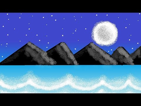 Beautiful Moonlight Scenery Step by Step - MS Paint - Computer Drawing - Scenery Drawing