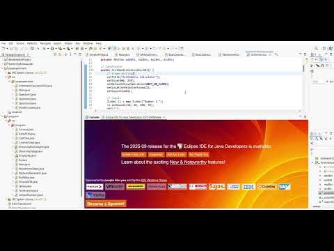 eclipse workspace javaexperiment src javaexperiment ArithmeticCalculatorGUI java Eclipse IDE 202