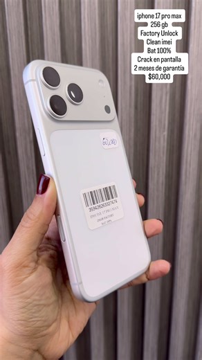 iphone 17 pro max 256 gb Factory Unlock Clean imei Bat 100% Crack en pantalla 2 meses de garantía $60,000 #fitytech #oferta #iphone #iphone17promax