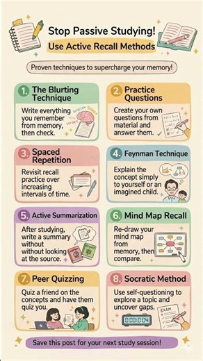 Stop Passive Studying! Use Active Recall Methods #examtips #activerecall #memorization