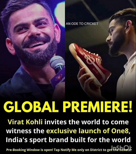 Virat Kohli invites the🌍to come witnes the exclusiv launch of One8🇮🇳sport brand built for the world👇