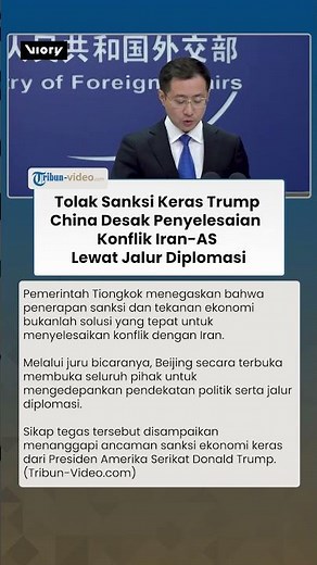 Tolak Sanksi Keras Donald Trump, China Desak Penyelesaian Konflik Iran Lewat Jalur Diplomasi