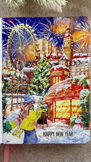 Tori Journal on Instagram: "ASMR journal New Year’s Eve scenery❄️🧣🎇☃️🎄🌙 Happy New Year everyone ✨❄️🎇🩵 Tools and tapes from @journalsayshop 🌷💖 Link 🔗 https://www.journalsay.com/?ref=isuqwxzp ✨ Products names and codes: Scissors - Vintage Heart-shaped Orchid Cross-stitch Cutting Tools JD-FGXXLH-02 ; Journalsay Vintage Wooden Flip-top Storage Box SNH-MZFG-02 ; PET Tape - 500cm Ancient Style Vintage Water Wall Flower Landscape JD-ZERO2506-05 ; PET Tape - 70mm*5m Vintage Christmas Snow City