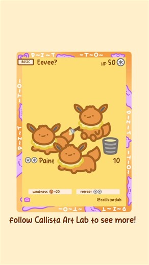 𝑪𝒂𝒍𝒍𝒊𝒔𝒕𝒂 𝑨𝒓𝒕 𝑳𝒂𝒃🍎 on Instagram: "When three Ditto try to become Eevee 🧡 They almost got it right, until they noticed their tails were missing some yellow💛🤣 And they’re finally real Eevee after adding some yellow painting on tails!✨ Which Pokemon should I include in my next animation?🎨😆 #eevee #pokemon #pokemoncards #pokemontcg #pokemoncommunity / Pokemon fan / Pokemon fanart / Pokemon art / ditto / eevee evolution / Pokemon animation"