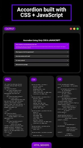 Accordion built with CSS + JavaScript 🚀