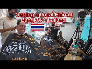 Haircut in Bangkok Thailand: Amazing local barber.