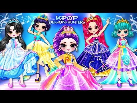 K-Pop Demon Hunters | If Huntrix & Saja Boys Transformed into Princesses | DIY Fashion Paper Dolls