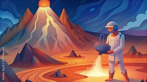 Using advanced technology a geothermal energy scientist maps out the geothermal resources hidden beneath the Earths surface searching for Stock Video