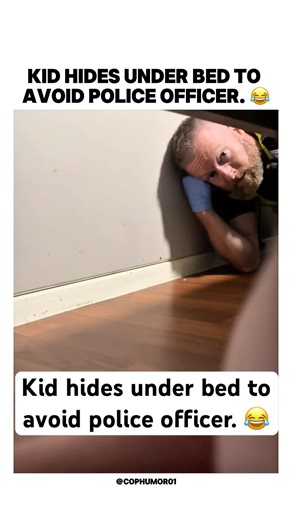 Kid hides under bed and has wholesome conversation with police officer. 😭 #cophumor #police #cops