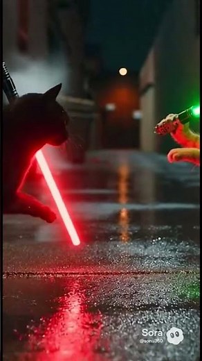Epic Cat Lightsaber Duel 😳⚔️ #Shorts