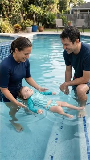 Baby Practices Floating With Expert Supervision! 🌊 | Swim Training #shorts #baby