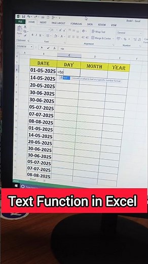 Text Formula in Excel Telugu #excelfunction #excelformula #excel #shorts