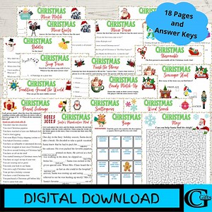 18 Printable Christmas Game Bundle, Christmas Party Games, Christmas Games Printable, Instant Download, Christmas Family Games - Etsy