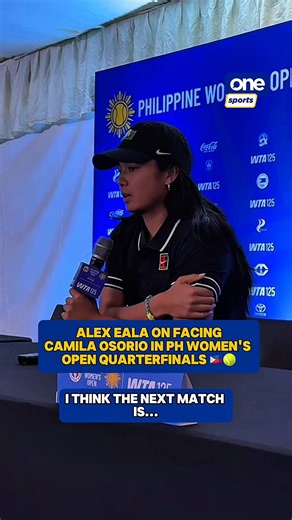 “THE NEXT MATCH IS DEFINITELY GOING TO BE DIFFICULT” 🎾🔥 WTA World No. 49 Alex Eala knows a major test awaits as she gears up to face Colombian netter Camila Osorio, but the Filipina ace shared that she’s excited and ready to embrace the challenge in the Philippine Women’s Open quarterfinals. | via Xander Cipriano/One Sports #AlexEala #PhilippineWomensOpen #WTA125Manila | One Sports