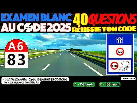 Test au code de la route 2025 # 3 - 40 Questions à l'Examen blanc du permis de conduire + Réponses