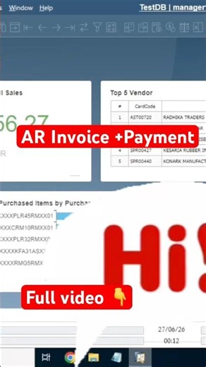 AR Invoice + payment SAPB1￼ #sapb1