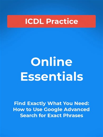 How to Use Google Advanced Search for Exact Phrases #googlesearch #advancedsearch #exactphrase #digitalskills #searchtips #techtutorial #icdl #quicktip #usertips #productivityhacks #refinesearch #googleguide #efficientsearching #webtips #tutorialreel #preciseresults #techtips #boostproductivity