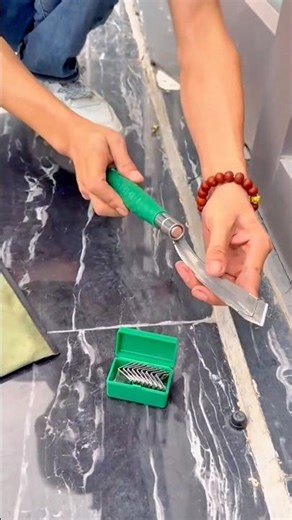 Cleaning Hardened Cement from Tile Surface Using a Precision Hand Scraper Tool #shorts