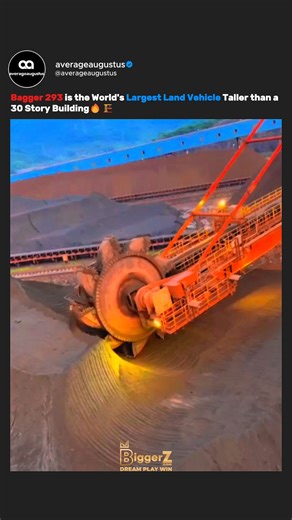 Average Augustus on Instagram: "The Bagger 293 isn’t just a machine — it’s one of the largest moving vehicles ever built by humanity. 🤯🏗️ Standing 96 meters tall and stretching 225 meters long, it’s basically a skyscraper laid on its side, crawling across Germany’s open-pit mines. Its massive 21-meter bucket wheel scoops up to 240,000 tonnes of earth every single day — more than most mines move in a week. And despite weighing over 14,000 tonnes, it glides smoothly on gigantic tracked bases, ca