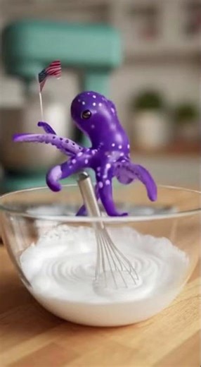 American Alien Octopus Cooks! 8 Glowing Arms Handle Spatula+Mixing Bowl—Insane Skill 🐙#funny #edms