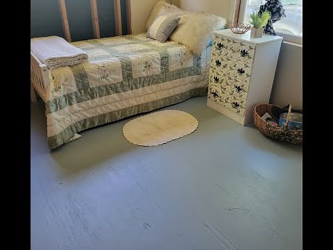 Painting plywood subfloors with Valspar Grey Flannel porch, floor and patio paint.