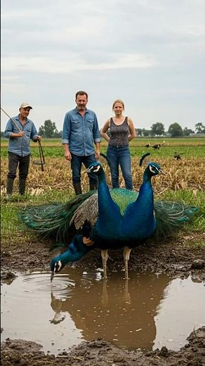 Majestic Peacocks on a Farm | Beautiful Nature Scene with Farmers and Wildlife