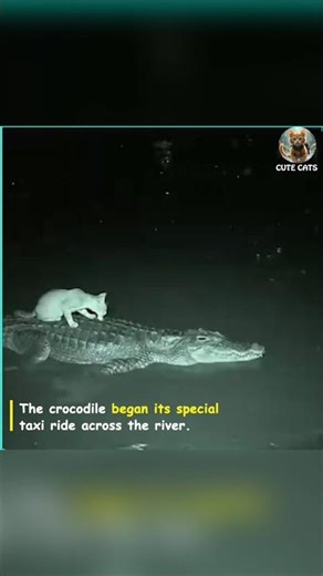Cat riding a crocodile #cuteanimals #cat #cute
