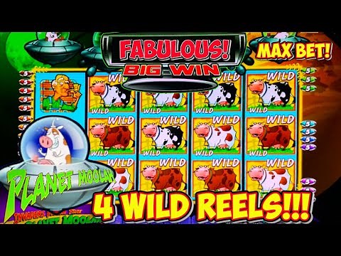 👽 Invaders From The Planet Moolah - 4 ROWS of🐮COWS - Huge WIN! Over 200X! Classic Slot Machine WMS