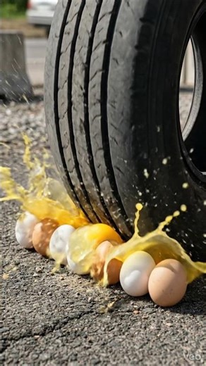 DON’T BLINK! Eggs vs Car Tyre 😳🥚💥 #shorts #fyp