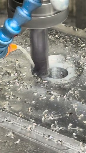 Circular pocket on our trak mill. 2.25” thru #machiningprocess #cnc #machining #milling #endmill