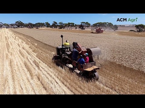 Vintage headers show evolution of grain harvesting