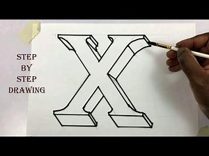3d letter x drawing - 3d letter art drawing - alphabet drawing - how to draw letter x -diyas funplay