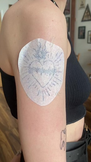 Sacred Heart Tattoo in Manchester: Fine Line Art for Sophie