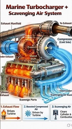 Marine Turbocharger + Scavenging Air System Explained 🚢⚙️