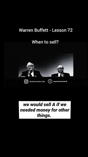 1K views · 537 reactions | Warren Buffett - Lesson 72 When to sell? Tags #stockmarket #investing #warrenbuffett #valueinvestorsclub #valueinvesting | Value Investors Club | Facebook