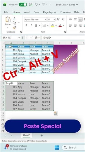 How to Insert Paste Special Excel Tricks #computer #excelshortcuts #hilights #Productivity #symbol