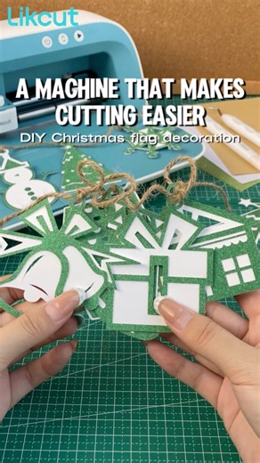 A machine that makes cutting easier—Likcut.See how I can easily create this Christmas flag with Likcut.🙌🏻😃🙌🏻 Deck your walls with holiday cheer.Watch as we create this Festival flag hanging featuring gifts🎁✨, cottages🏡✨, trees🎄✨, and snowmen☃️✨-each shape cleanly cut using the Likcut cutting machine. Perfect for adding a custom,coordinated touch to your seasonal decor.😃✨ Which festive shape is your favorite?🎄💭✨ Come and create with me now:👇🏻👇🏻👇🏻 Amazon: https://amzn.to/4pbBRoS L