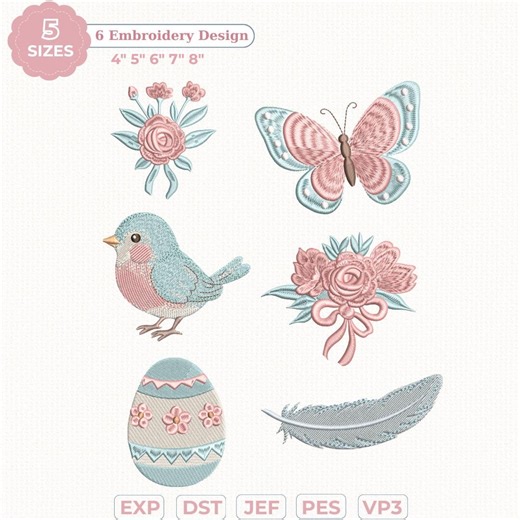 Mini Easter Embroidery Bundle, Spring Bird Butterfly Egg Mini Machine Embroidery Designs, Floral Mini Embroidery Set, Dst,des, Exp, Jep, Vp3 - Etsy