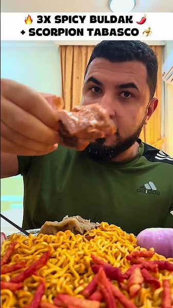 3X Spicy Noodle Challenge 🌶️ | Scorpion Tabasco Hot Sauce 🥵| Extreme Food Challenge 2025 #mukbang