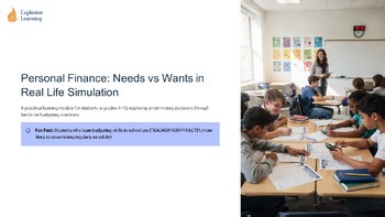 Personal Finance Needs Vs Wants In Real Life Simulation Simulation Grades 4-1...