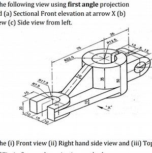 he following view using first angle projection (a) Sectional Fr... | Filo