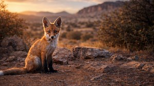 What do fox kits do around the den?