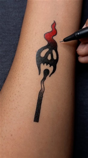 How to draw Matchstick and spooky 👻 flame 🔥 | gel pen art ….#art #tattoo