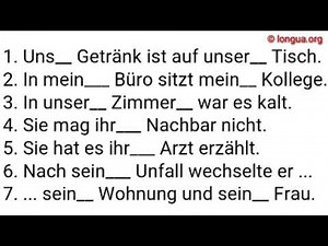 A1, A2, B1, B2, C1, Übungen, Akkusativ, Dativ, Wechselpräpositionen, Artikel, possessive, meine, die