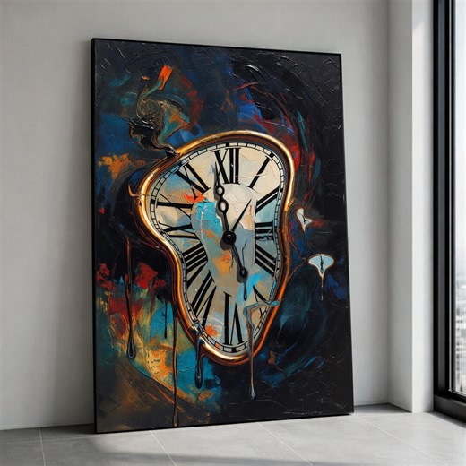 Melting Clock Canvas Wall Art, Surreal Timepiece Painting, Abstract Clock Design, Modern Home Decor, Artistic Wall Canvas Print Art - Etsy