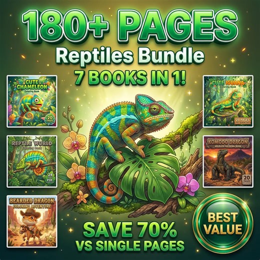 Reptile Coloring Book Bundle – 180+ Pages Exotic Animals (digital Download) - Etsy