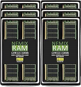 NEMIX RAM 1.5TB (12X128GB) DDR4 2933MHZ PC4-23400 8Rx4 1.2V CL21 288-PIN ECC LRDIMM Load Reduced Server Memory KIT Compatible with Apple Mac Pro 2019 7,1 Tower Computer